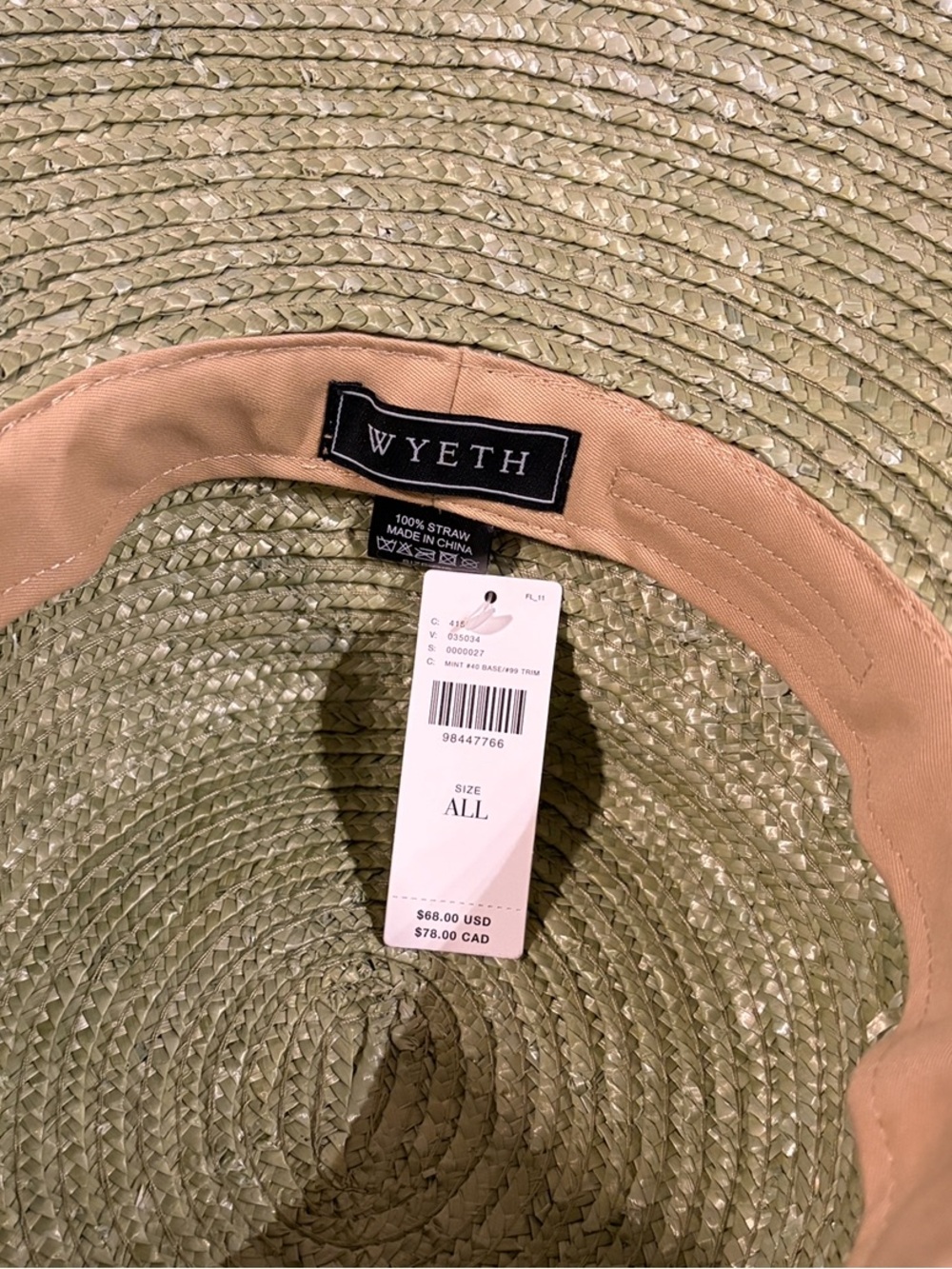 Anthropologie Wyeth Flower Pot Bucket Hat Straw Green Beach Vacation NEW NWT - Picture 11 of 14
